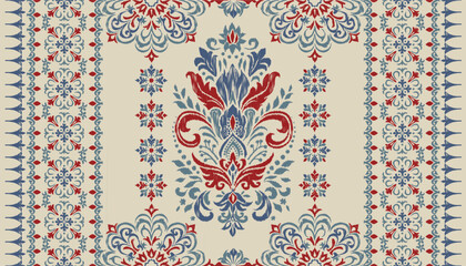 ikat ethnic seamless pattern in tribal. Beautiful fabric Indian style. Design for background, wallpaper, illustration, fabric, clothing, carpet, textile, batik, embroidery.