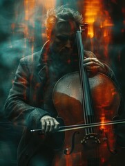 Wall Mural - man playing cello