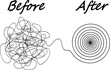 Vektor Linie Symbolik - Vom Chaos zur Struktur - Optimierung und Verbesserung - Lösung Effekt Ordnung - Brainstorming Verarbeitung und Consulting