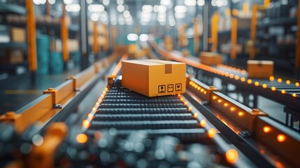Poster - Automated Conveyor Belt in Efficient E Commerce Warehouse Fulfillment Process