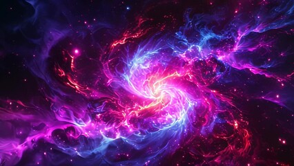 Wall Mural - Video animation of vibrant and colorful representation of a galaxy or nebula in space. suggesting the dynamic movement of cosmic dust and gases