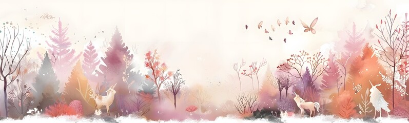 watercolor flowers  and tree