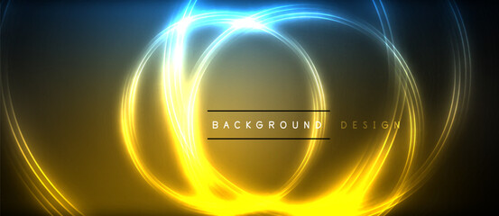 Aufkleber - An electric blue and yellow glowing circle resembling an astronomical object on a dark background, with symmetry and a liquidlike texture