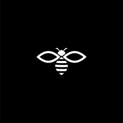 Sticker - Bee logo simple icon isolated on dark background