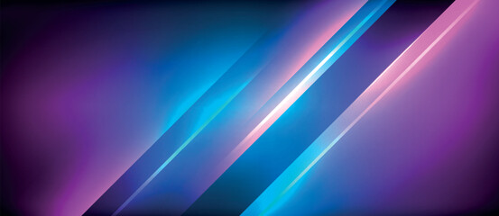 Poster - A mesmerizing visual effect lighting display with glowing lines on a blue and purple background. The electric blue and magenta neon accents create a stunning pattern, enhanced by lens flare