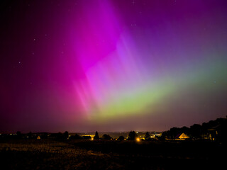 Wall Mural - aurora over the field in the night in Vogtland Reichenbach germany