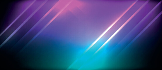 Poster - A visually stunning background featuring purple, magenta, and electric blue lines with a lens flare effect. Perfect for entertainment visuals and artistic patterns inspired by space