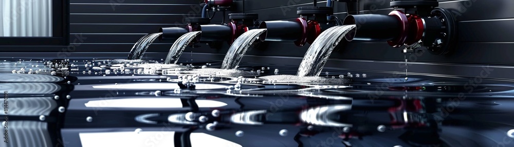 With attention to detail, the sewage pump setup highlights the precision of its pipes and ...