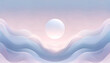 Surreal Pastel Waves Under a Soft Glowing Moon in a Dusk Sky Illustration