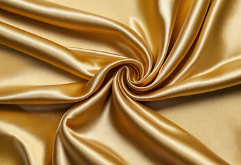 Aufkleber - The texture of the gold-colored satin fabric is smooth and shiny