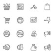 Promotion and advertisement line icons set