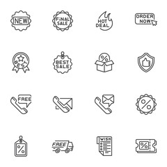 Sticker - Advertising and promotion line icons set
