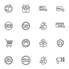 Sticker - Marketing line icons set