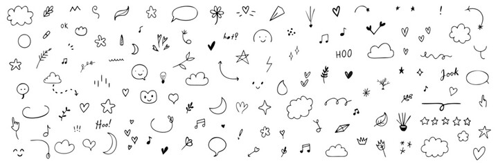 Poster - hand drawn doodle design element collection. vector