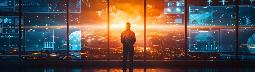 Poster - Futuristic command center monitoring and managing climate change through geoengineering technology and data analytics