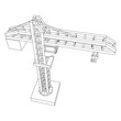 Construction crane tower. Building industrial concept. Wireframe low poly mesh vector illustration.