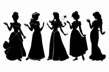 A set of princesses silhouette, princesses 