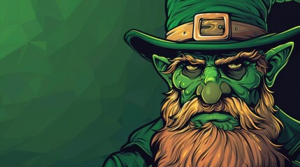 Leprechaun character illustration with empty space for text