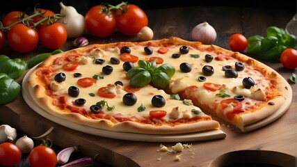 Wall Mural - There are countless ways to customize a pizza with the addition of cheese and tomatoes, which go well with a wide range of other components.