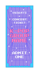 Poster - Ticket to a concert in the style of the 2000s. Ticket to a K-pop group concert. Vector illustration isolated on white background