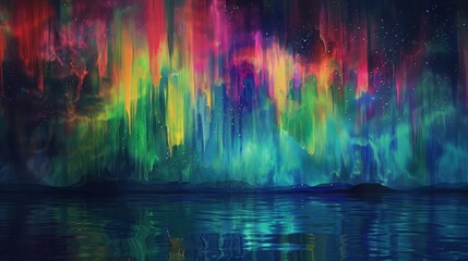 Poster - Abstract aurora borealis dances in night sky wallpaper