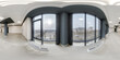 hdri 360 panorama view in empty modern hall with columns, doors and panoramic windows in equirectangular seamless spherical projection, ready for AR VR content