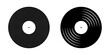 © vikusha_art - Black vinyl record icons. LP or long play music plates for gramophone isolated on white background. DJ techno party equipment. 70s 80s 90s discotheque nostalgia concept. Vector graphic illustration.