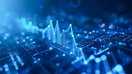 Poster - 3D rendering of a blue background with a graph on the foreground