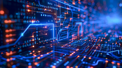 Poster - Futuristic technology circuit board background. 3d rendering toned image