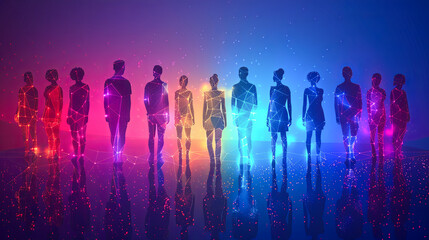 Wall Mural - silhouette of a group of people on the abstract background. vector illustration