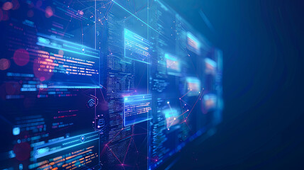 Poster - Programming code abstract background. Programming and coding concept. 3D Rendering