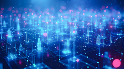 Poster - Abstract technology background. Big data concept. 3d rendering toned image double exposure