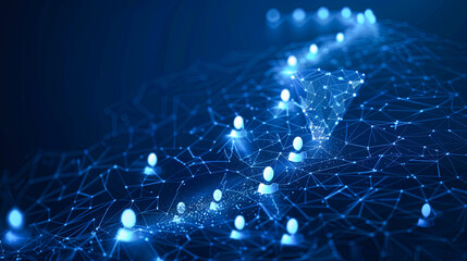 Poster - Abstract blue polygonal background. Network connection structure. Vector illustration