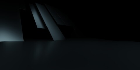 Wall Mural - 3d rendering of black abstract geometric background. scene for advertising design, showroom, technol
