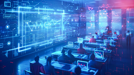Poster - A computer lab with people working on their computers