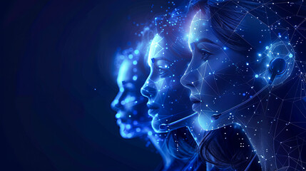 Poster - 3d rendering of artificial intelligence concept with man and woman in blue