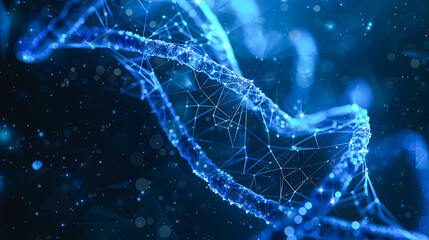 Poster - 3D illustration DNA structure on a blue background. 3D rendering