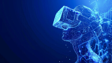 Poster - Virtual reality experience. Future technology concept. Polygonal wireframe of human head. Vector illustration