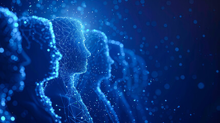 Poster - Abstract polygonal human head. Artificial intelligence concept. 3D Rendering