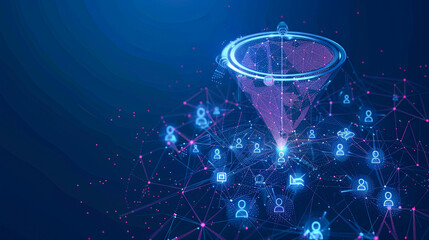 Poster - Data analysis and cloud computing concept. Abstract polygonal background.