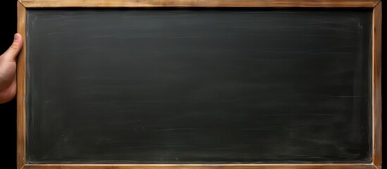Poster - An empty blackboard featuring a hand in the image providing copy space