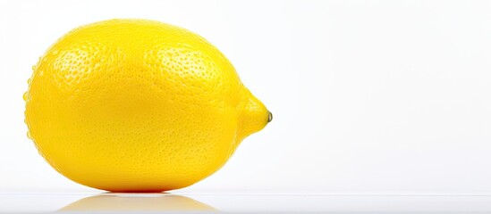 Poster - A bright yellow lemon is seen in an isolated setting against a clean white background perfect for copy space images