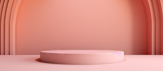 Aufkleber - The pastel pink background features an abstract empty geometric shape podium providing ample copy space for the product