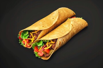 Wall Mural - A pair of delicious burritos resting on a wooden table. Perfect for food blogs or Mexican cuisine promotions