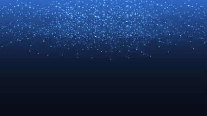 Poster - Abstract plexus background with connected lines and dots. Wave flow. Plexus geometric effect Big data with compounds. Lines plexus, minimal array. Digital data visualization, illustration