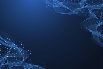 Aufkleber - Technology abstract lines and dots connect background with hexagons. Hexagon grid. Hexagons connection digital data and big data concept. Hex digital data visualization, illustration.