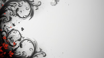 Fototapete - Swirl or spiral shapes at the corners of the page with a blank space in the center for symbol or text.