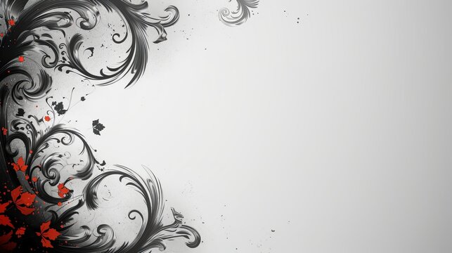 Swirl or spiral shapes at the corners of the page with a blank space in the center for symbol or text.