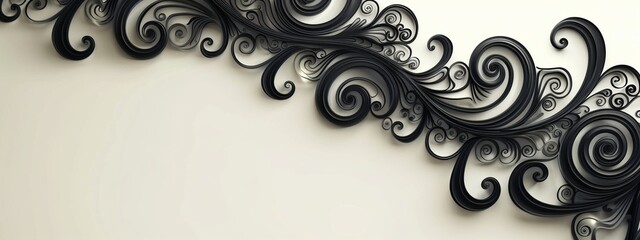 Fototapete - Swirl or spiral shapes at the corners of the page with a blank space in the center for symbol or text.