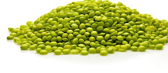 Poster - A copy space image of green mung beans also known as mung dal vigna radiata green beans or moong dal isolated on a white background